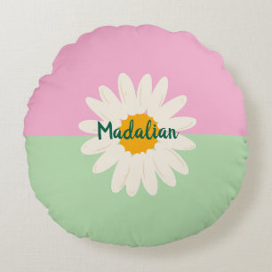 Coussins Ronds Monogramme adorable bloc de couleur rose et vert g