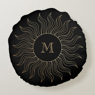 Coussins Ronds Monogramme Mon Soleil et Lune Mer Noir céleste