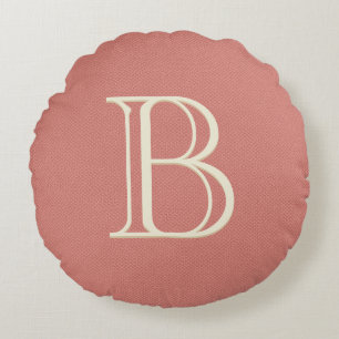 Coussins Ronds Monogramme personnalisé moderne Corail initial