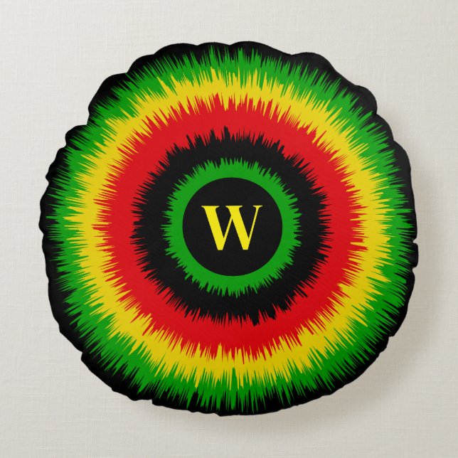 Coussins Ronds Monogramme Rasta Tie Dye (Devant)
