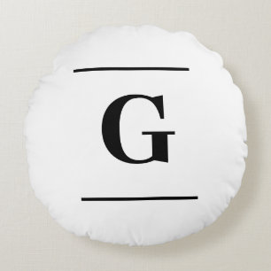 Coussins Ronds Monogramme simple blanc minimaliste