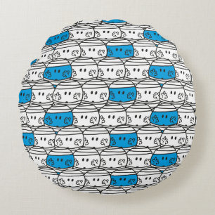 Coussins Ronds Monsieur Maladresse Motif Bleu