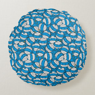 Coussins Ronds Monsieur Maladresse   Motif de confusion bleu