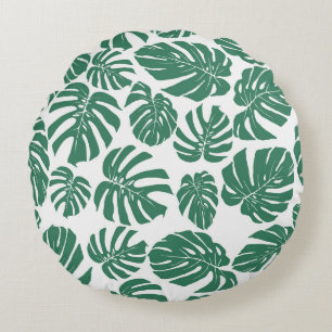 Coussins Ronds Monstera feuilles sans soudure, motif décoratif.