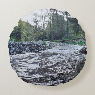 Coussins Ronds Montagne Paysage Automnal Rivière - Nature Sauvage