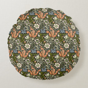 Coussins Ronds Morris BlackBackground 1896 Compton Floral Pattern