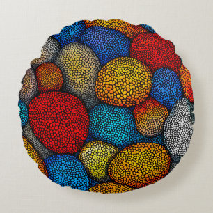 Coussins Ronds Mosaïque de pierre colorée abstraite inspirée de l