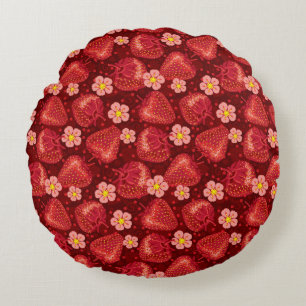 Coussins Ronds Motif 2 2 de fraise
