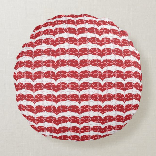 Coussins Ronds Motif 2 de coeur (Devant)