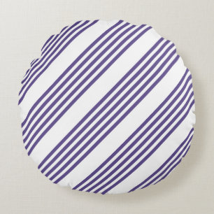 Coussins Ronds Motif à cinq bandes Ultra violet et blanc
