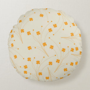 Coussins Ronds Motif à fleurs les années 70 beige orange rétro Y2