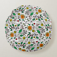 Motif à fleurs orange Swirl Berry sur blanc -