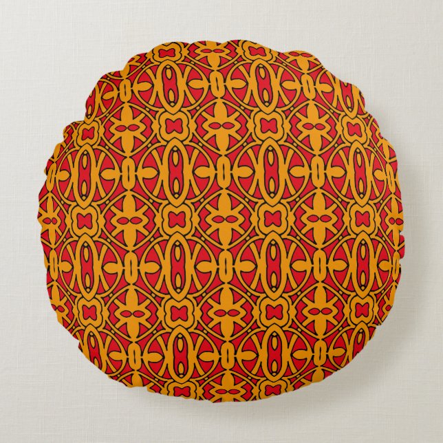 Coussins Ronds Motif à main orange et rouge (Devant)