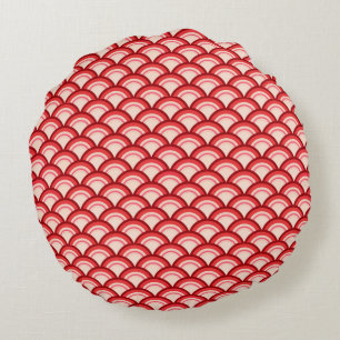 Coussins Ronds Motif à vagues Art déco - corail rouge et rose