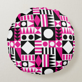 Coussins Ronds Motif abstrait moderne du milieu du siècle.
