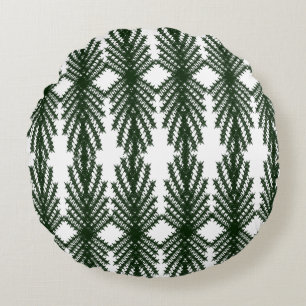 Coussins Ronds Motif Abstrait Personnalisé d'Arbre de Pin Vert Fo