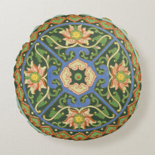 Coussins Ronds Motif antique cloisonné chinois : Vert Jade