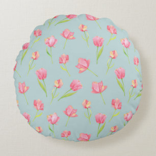 Coussins Ronds Motif aquarelle avec oreiller rond rose délicat