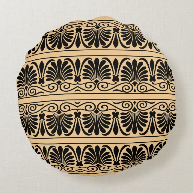 Coussins Ronds Motif arabe méditerranéen grec marron (Dos)