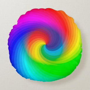 Coussins Ronds Motif artistique de tourbillon arc-en-ciel tie-dye