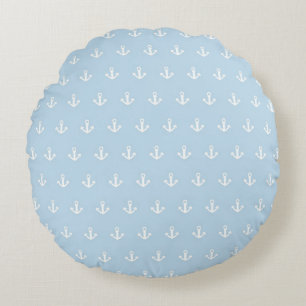 Coussins Ronds Motif avec les ancres blanches sur le bleu