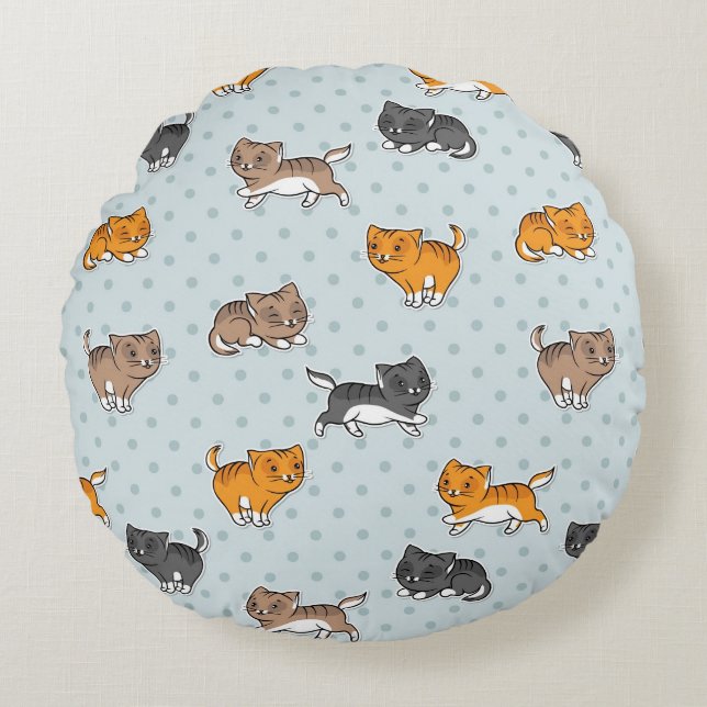 Coussins Ronds motif avec les chats drôles (Devant)