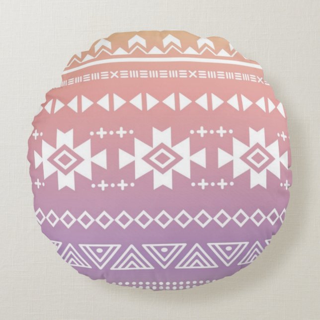 Coussins Ronds Motif aztèque tribal d'ombre (Devant)