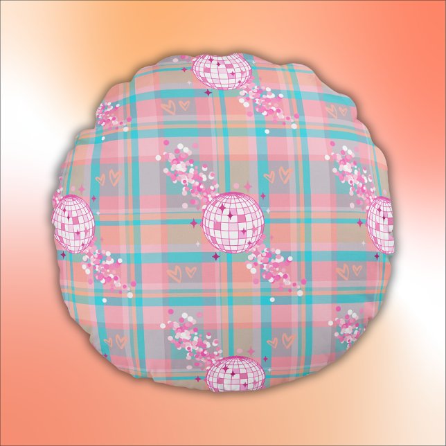 Coussins Ronds Motif bleu, rose et rose avec Parties scintillant  (Créateur téléchargé)