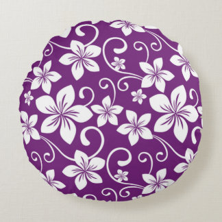 COUSSINS RONDS MOTIF BLUE HAWAII EN PRUNE