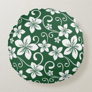 COUSSINS RONDS MOTIF BLUE HAWAII EN VERT FORET