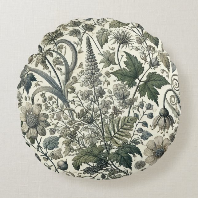 Coussins Ronds Motif botanique lancer oreiller (Devant)