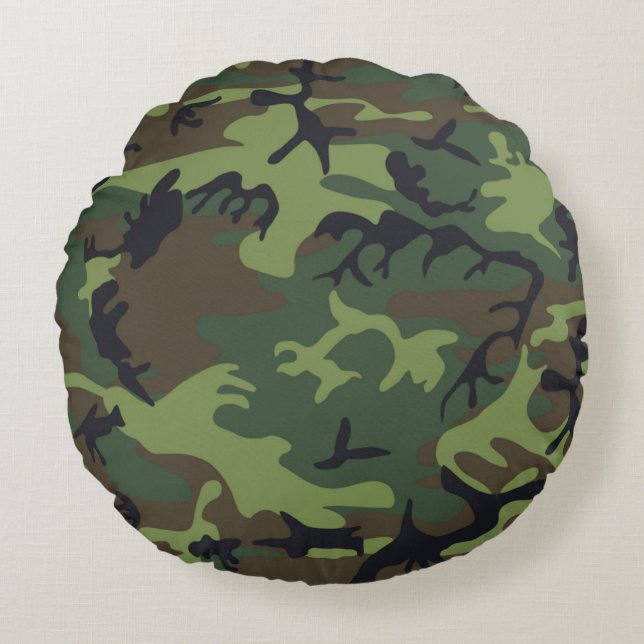 COUSSINS RONDS MOTIF CAMOFLAUGE (Devant)