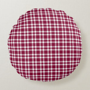 Coussins Ronds Motif carreaux bordeaux blanc