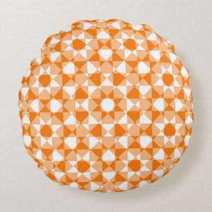 Coussins Ronds Motif carreaux diamant à carreaux orange blanc