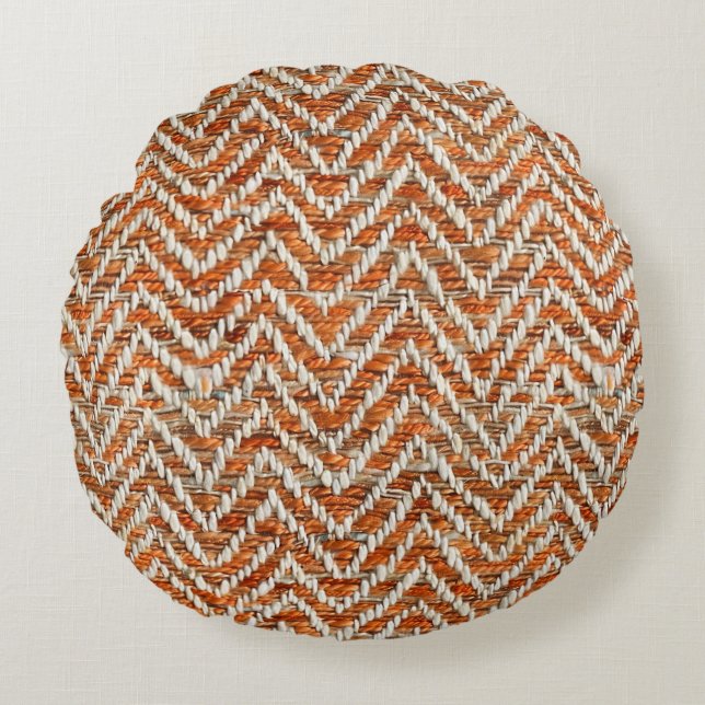 Coussins Ronds Motif chic orange chevron (Devant)