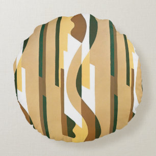 Coussins Ronds Motif courbe Art Déco vintage Jazz Couleurs d'auto