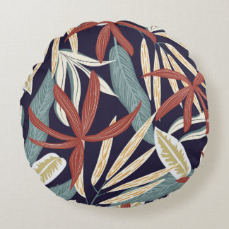 Coussins Ronds Motif créatif sans faille avec plantes tropicaux s
