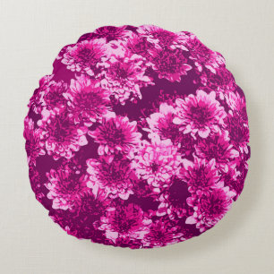 Coussins Ronds Motif Dahlia Graphique Moderne, Amethyst Purple