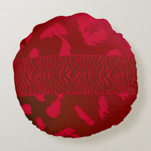 Coussins Ronds Motif d'animal sauvage rouge