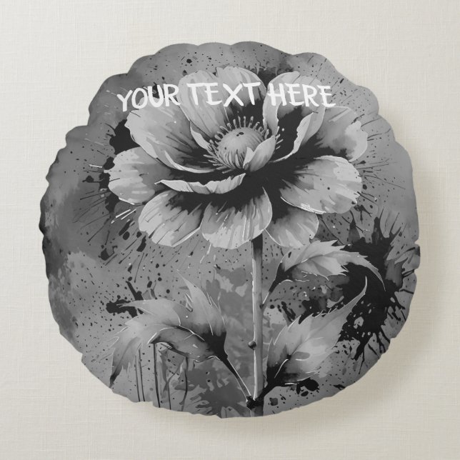 Coussins Ronds Motif d'aquarelle de fleurs bleues (Devant)