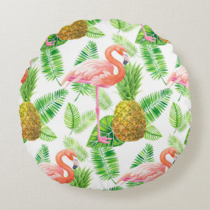 Coussins Ronds Motif d'aquarelle de jardin tropical
