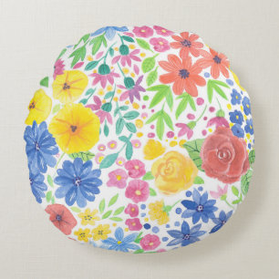 Coussins Ronds Motif d'aquarelle florale