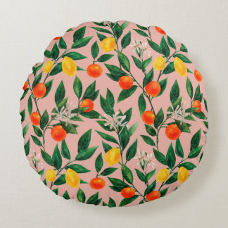 Coussins Ronds Motif d'aquarelle transparente. Un ornement fait d