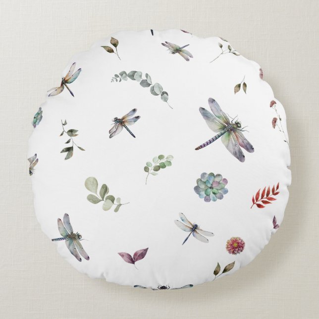Coussins Ronds Motif d'aquarelle végétale (Devant)