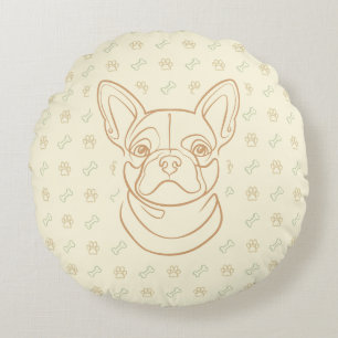 Coussins Ronds Motif d'art en ligne décoratif de Bouledogue Franç