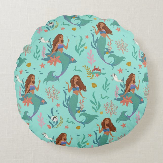 Coussins Ronds Motif d'aventure sous-marine Ariel (Devant)