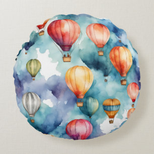 Coussins Ronds Motif de ballon à air chaud coloré