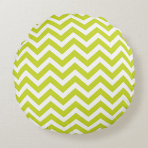 Coussins Ronds Motif de bande vert Chevron