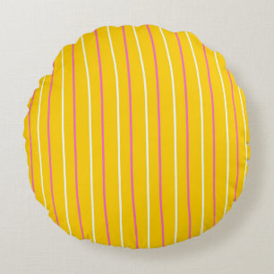 Coussins Ronds Motif de bande verticale jaune