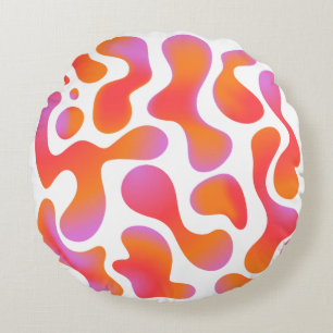 Coussins Ronds Motif de blobs à dégradé moderne en rose et orange